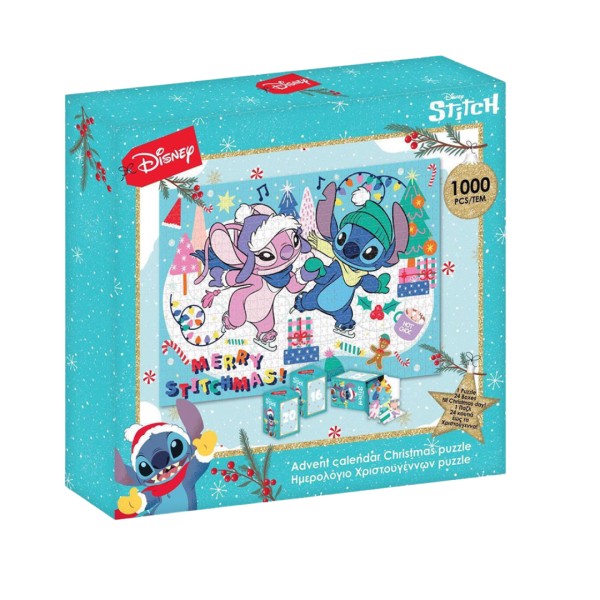 Ημερολόγιο Χριστουγέννων Παζλ 1000 κομματιών STITCH & ANGEL 50x70cm LUNA