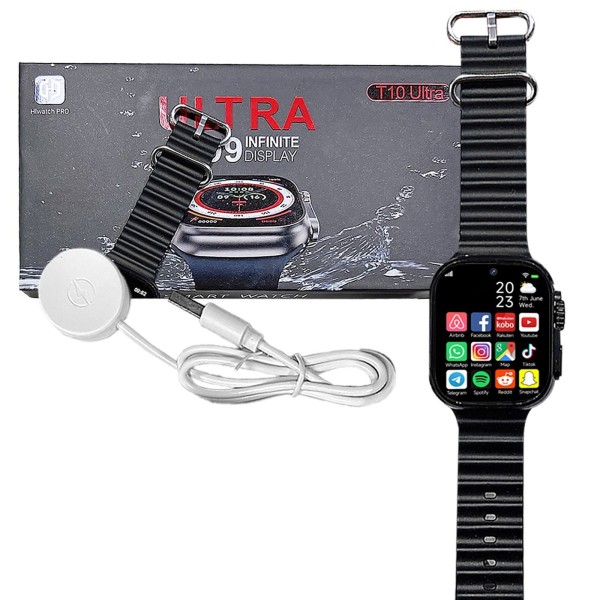 Smartwatch T10 Ultra με Μεγάλη Οθόνη, Αθλητικές Λειτουργίες & Μαγνητικός Φορτιστής
