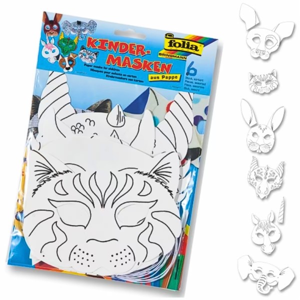 Μάσκες FOLIA Χάρτινες ΖΩΑΚΙΑ Σετ 6τμχ.
