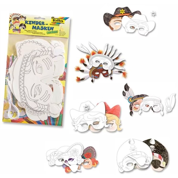 Μάσκες FOLIA Χάρτινες KINDER Σετ 6τμχ.