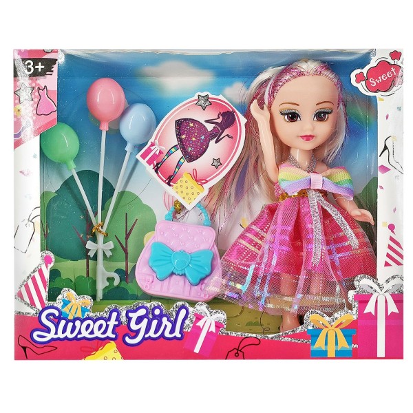 Κούκλα 15cm Μπαλόνια & Αξεσουάρ 20x15x5cm