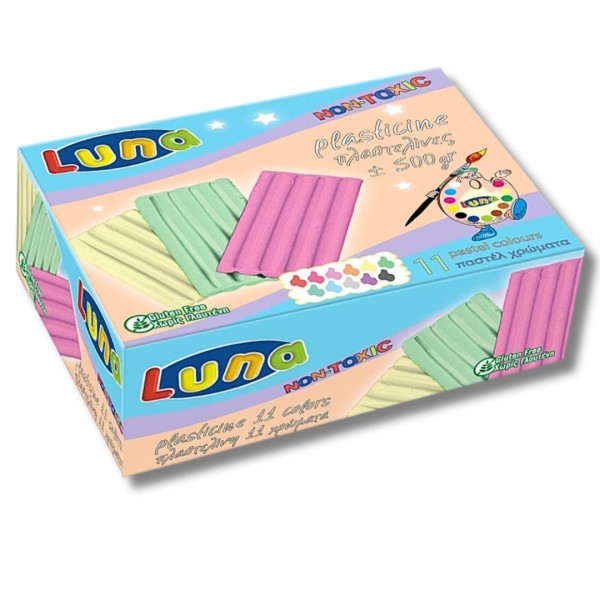 Πλαστελίνη 11 χρώματα 500gr ΠΑΣΤΕΛ LUNA