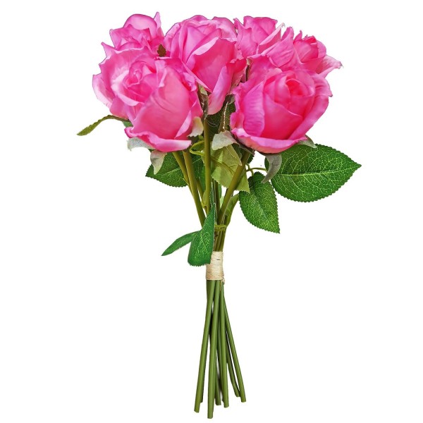 Μπουκέτο Τεχνητό με 9 Ροζ Τριαντάφυλλα 37cm