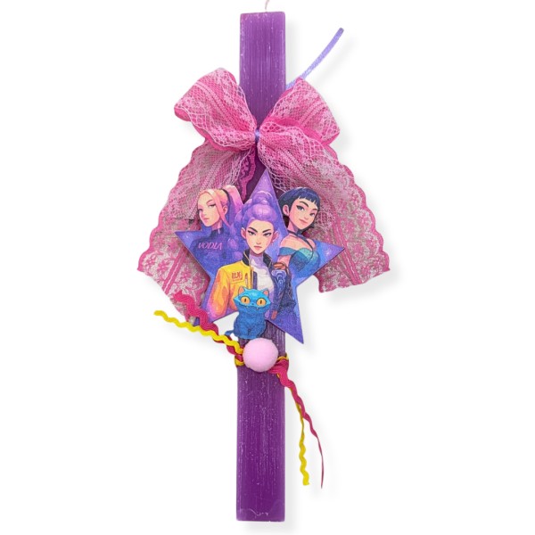 Λαμπάδα Αρωματική K-POP DEMON HUNTERS Μωβ με Ροζ φιόγκο