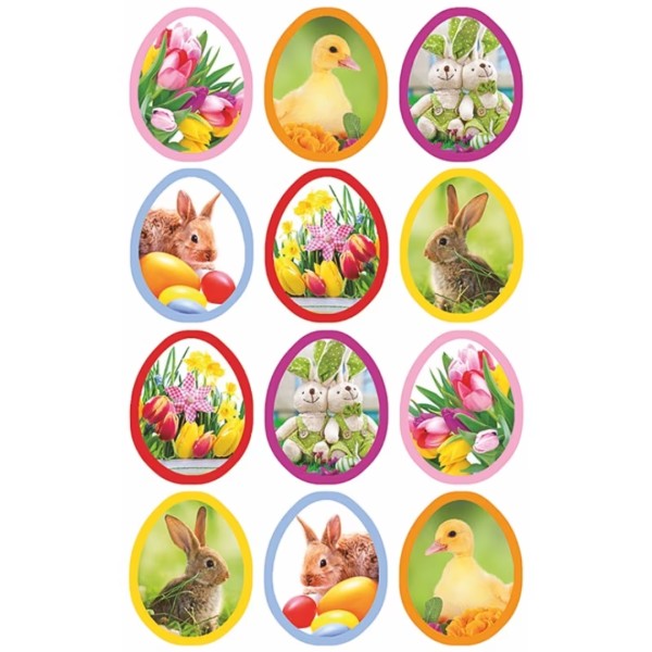 Αυτοκόλλητα BSB Απλά EASTER Αυγά με Λαγουδάκια & Λουλούδια  (3 φύλλα)