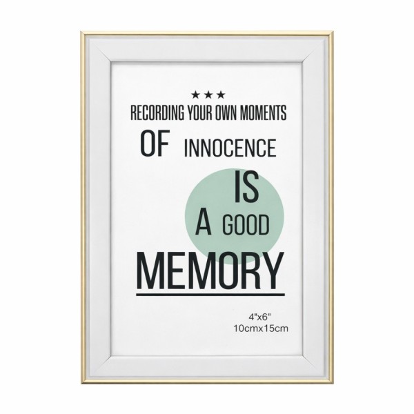 Κορνίζα Πλαστική ΛΕΥΚΗ με Χρυσό Περίγραμμα 10x15cm