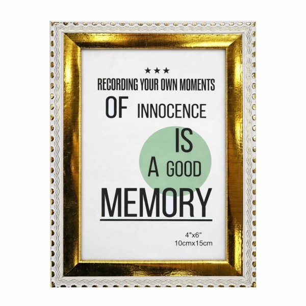 Κορνίζα Πλαστική ΛΕΥΚΗ με Χρυσή Διακόσμηση 10x15cm