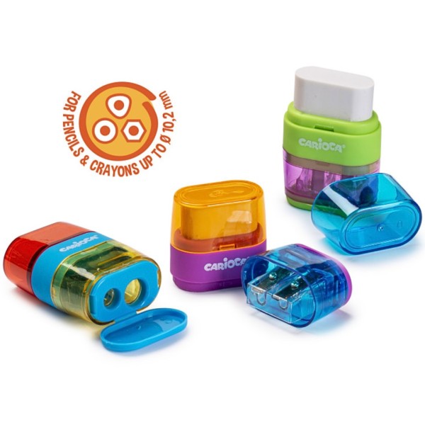 Ξύστρες CARIOCA Βαρελάκι ΔΙΠΛΟ με ΓΟΜΑ