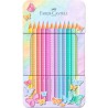 Κραγιόν Ξύλινα FABER CASTELL SPARKLE 12χρώματα ΠΑΣΤΕΛ σε μεταλλική κασετίνα