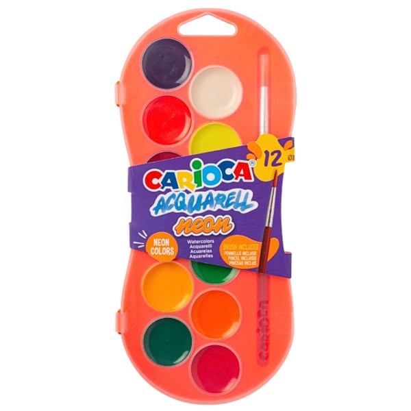 Νερομπογιές Carioca ACQUARELL NEON 12 χρώματα