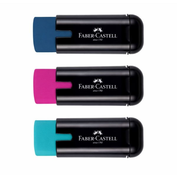Ξύστρα Faber Castell με ΓΟΜΑ (φούξια- μπλε -τυρκουάζ)