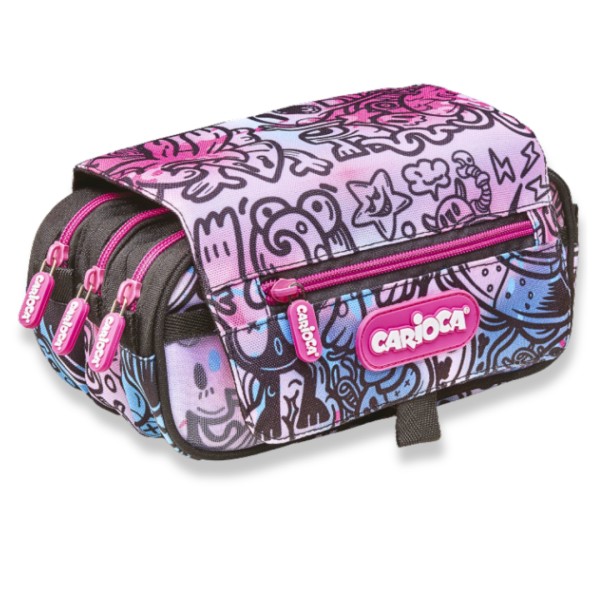 Κασετίνα Carioca Βαρελάκι COMIX 3 ZIP PINK/BLUE
