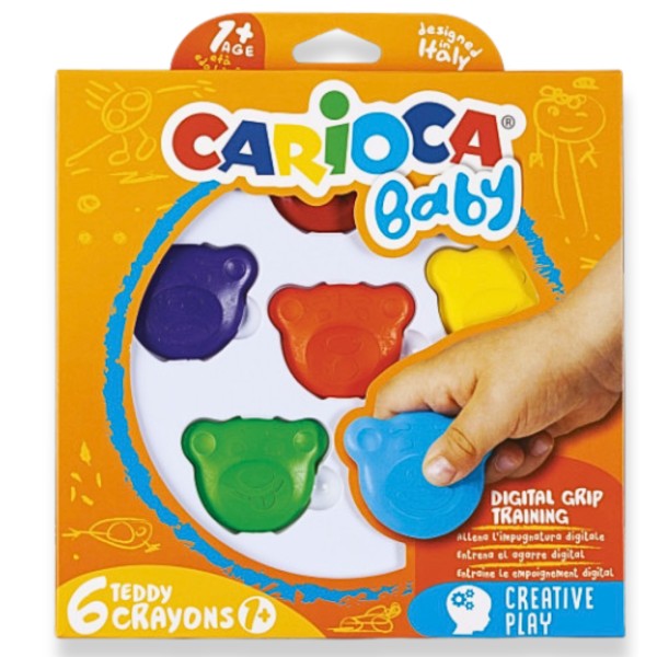 Κηρομπογιές Carioca BABY TEDDY (1+ ετών) 6 χρώματα