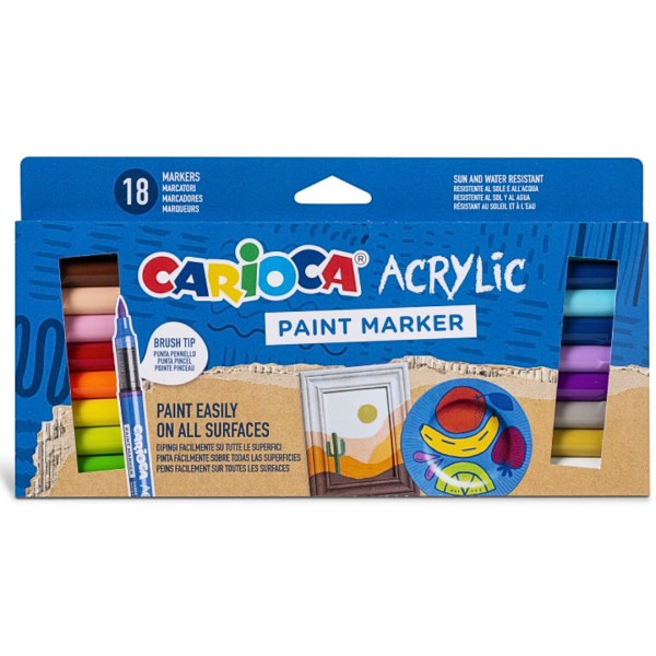 Μαρκαδόροι Ακρυλικοί Carioca Σετ 18χρωμάτων (brush tip)