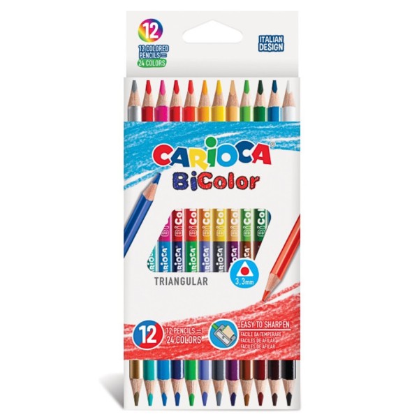 Ξυλομπογιές Carioca BICOLOR 12 τμχ (24 χρώματα)