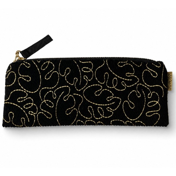 Pouch Artebene Μαύρο με χρυσές λεπτομέρειες φύλλων