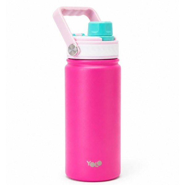 Μεταλλικό Θερμός YOLO με Λαβή 500ml PINK