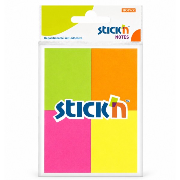 Χαρτάκια Stick'N ΝΕΟΝ Ασορτί 38x50 50φ Σετ 4τμχ
